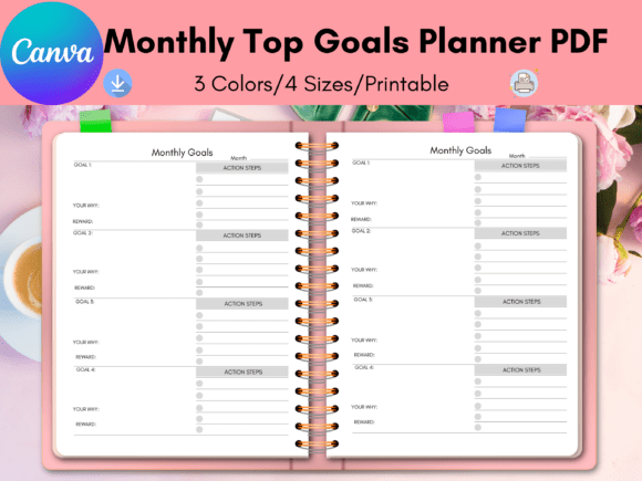 Download Monthly Goals Planner, to Do List Canva - Premium Resources
