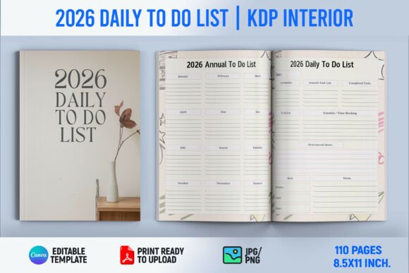 Download 2026 Daily to Do List | Canva Template - To do list Collection