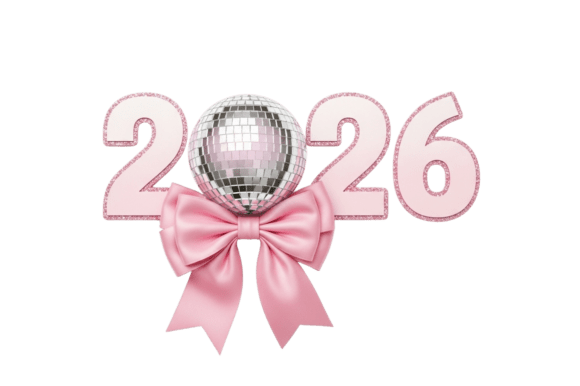 Download Pink 2026 Glitter Disco Ball with Bow - Premium Bundle