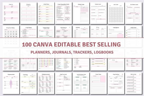 Download 100 Editable Canva Planners Templates - Planners Collection